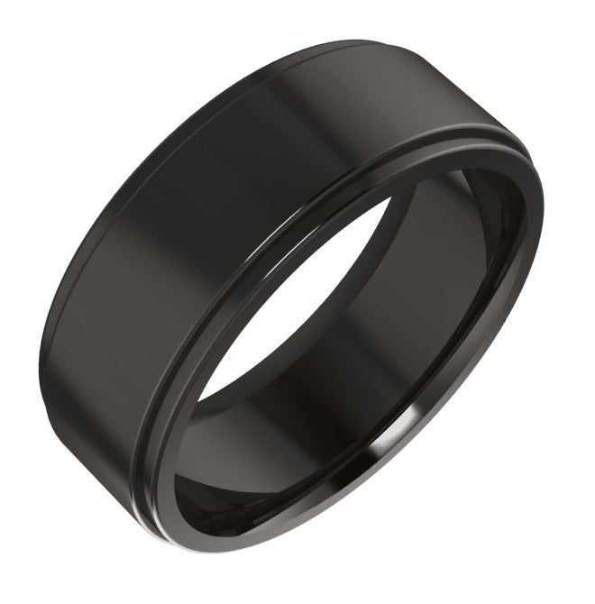 Cobalt Or Titanium Or Zirconium Stepped-Edge Comfort-Fit Flat Band