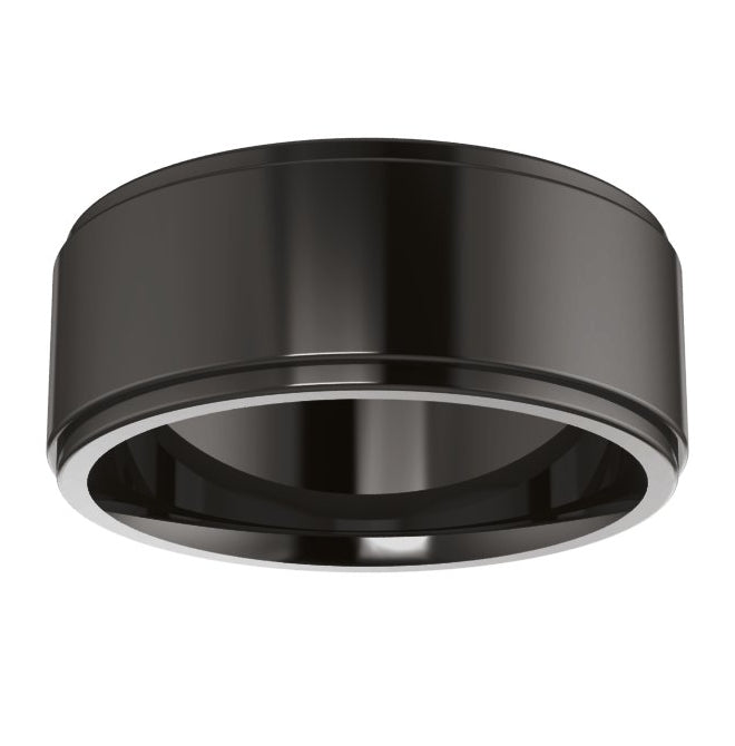 Cobalt Or Titanium Or Zirconium Stepped-Edge Comfort-Fit Flat Band