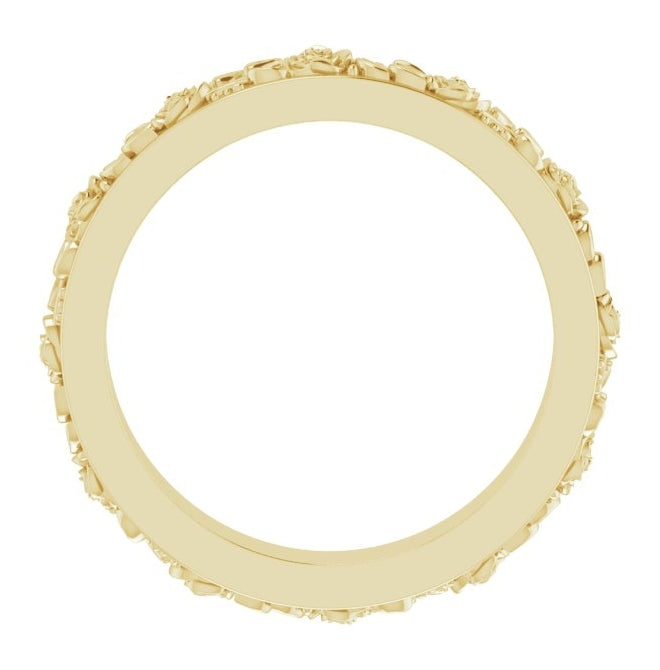 14K Yellow Gold Or Sterling Silver 2.7 mm  Floral Flat Band