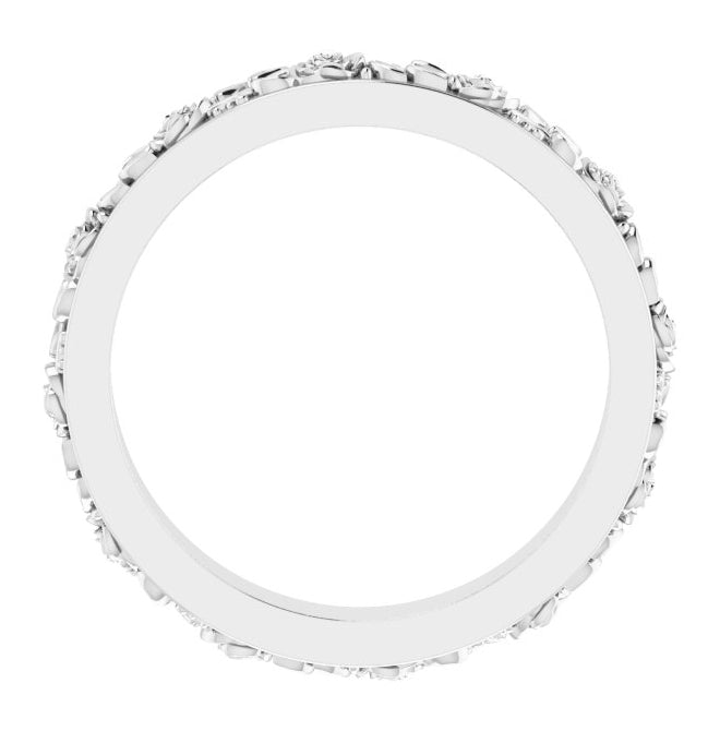 14K Yellow Gold Or Sterling Silver 2.7 mm  Floral Flat Band
