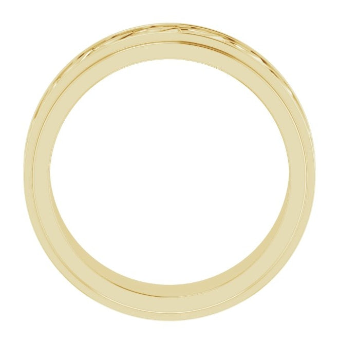 14K Yellow Gold 7 Mm Polished Double Stepped-Edge Sculptural Band Size 10.5