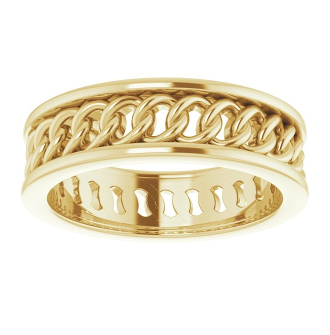 14K Yellow Or Rose Gold 6.3 mm Chain Link Flat Band