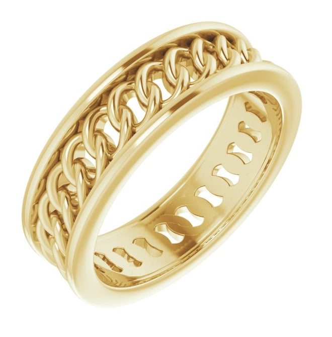 14K Yellow Or Rose Gold 6.3 mm Chain Link Flat Band