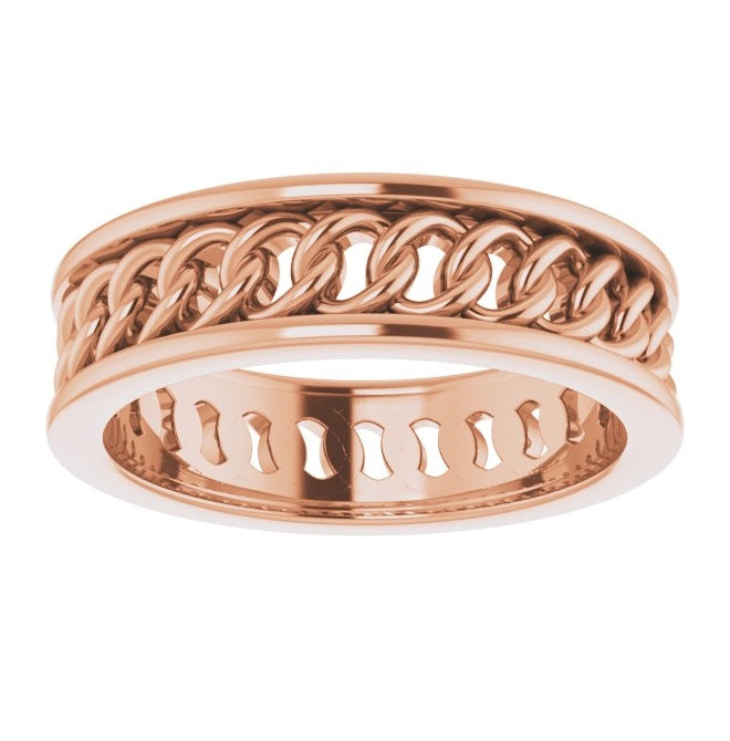 14K Yellow Or Rose Gold 6.3 mm Chain Link Flat Band