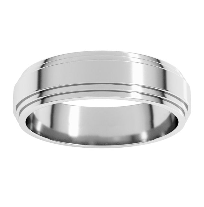 Platinum 6 Mm Flat Double Stepped Edge Band Size 10
