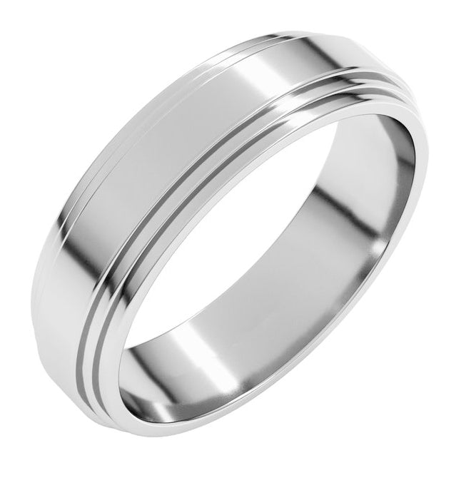 Platinum 6 Mm Flat Double Stepped Edge Band Size 10