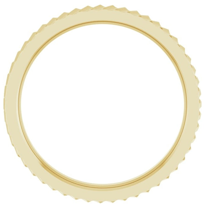 14K Yellow Gold 2.5 Mm Polished Diagonal Grooved Flat Band Size 5.5