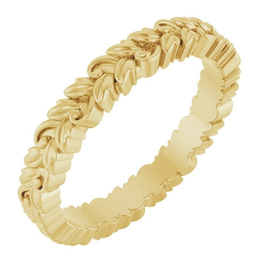 10K Yellow Gold 3.2 Mm Polished Floral Band Size 7