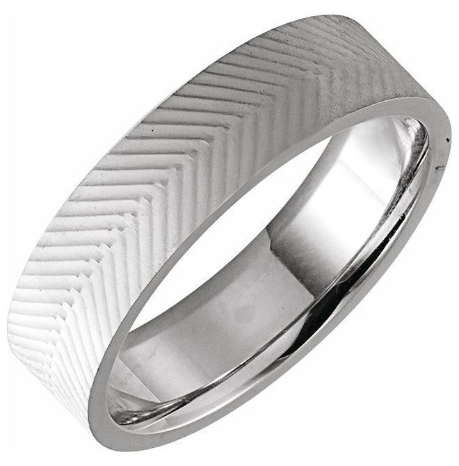 14K Yellow Or White Gold 6 mm Patterned Flat Band