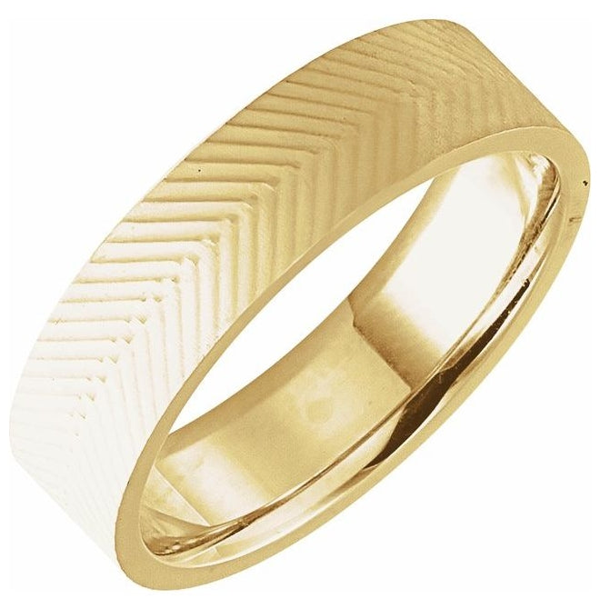 14K Yellow Or White Gold 6 mm Patterned Flat Band