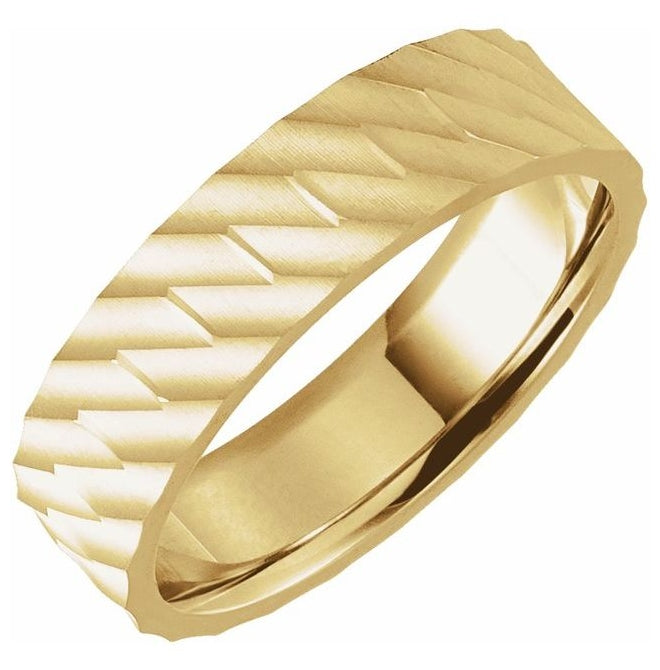 14K Yellow Or White Gold 6 mm Patterned Flat Band