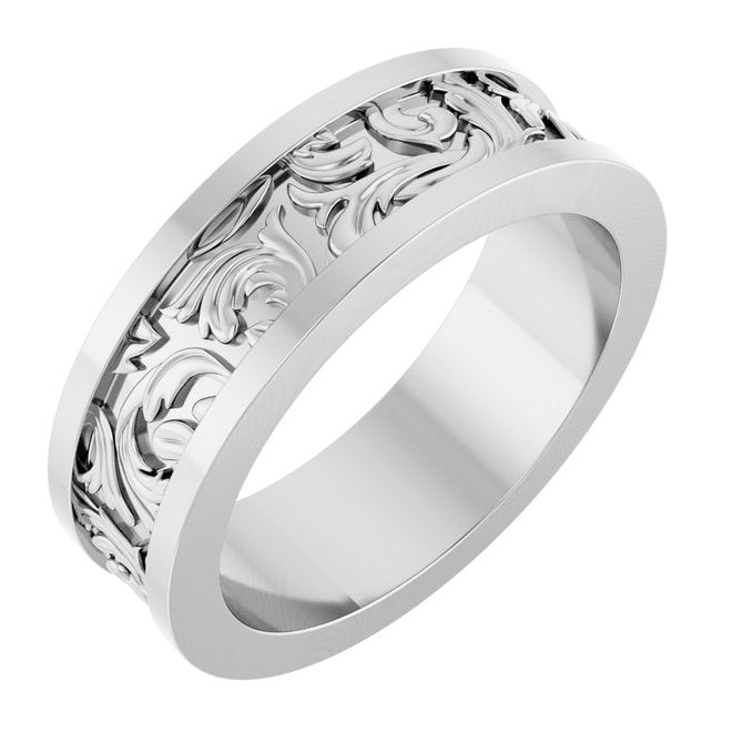 14K Rose Gold Or Sterling Silver 6.5 mm Sculptural Flat Band