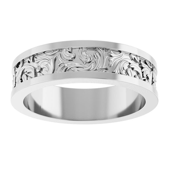 14K Rose Gold Or Sterling Silver 6.5 mm Sculptural Flat Band
