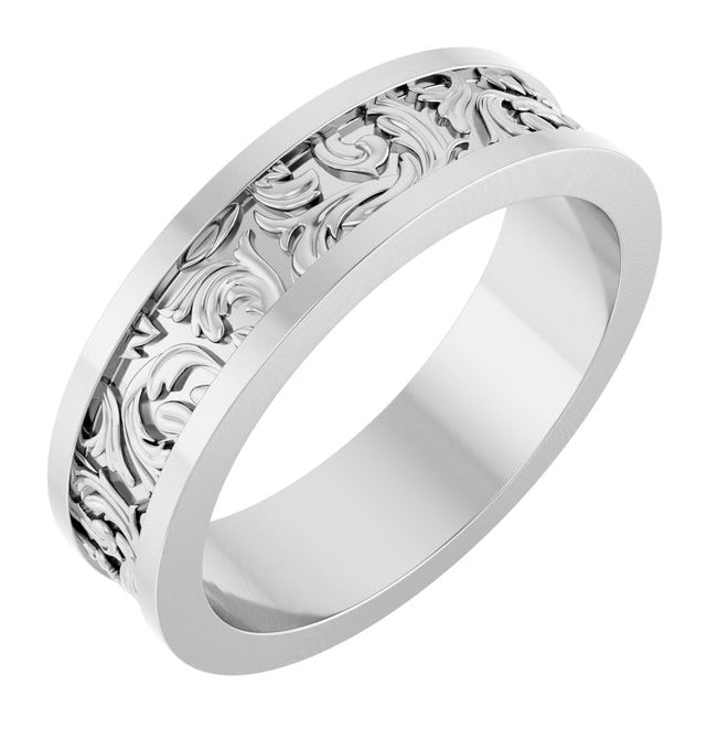 14K Rose Gold Or Sterling Silver 6.5 mm Sculptural Flat Band