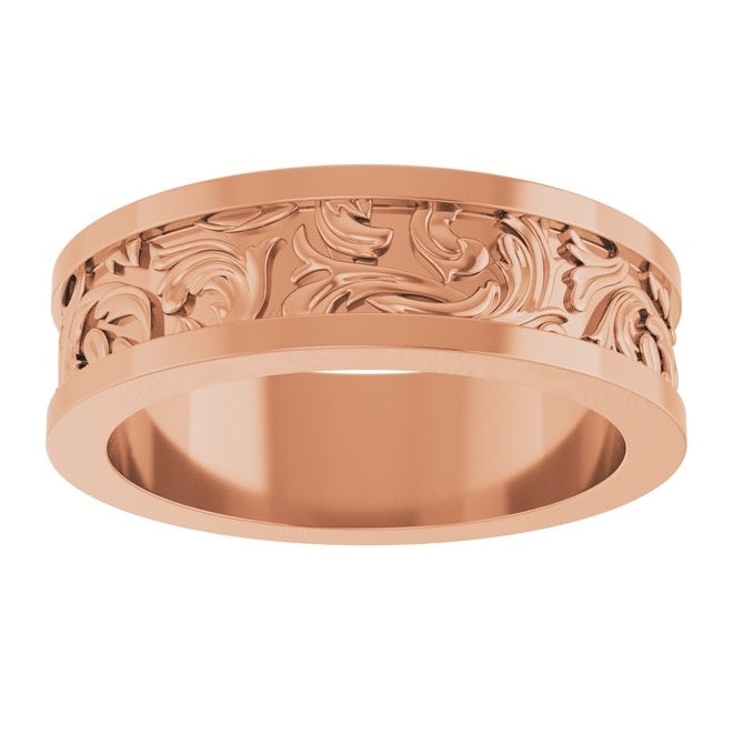 14K Rose Gold Or Sterling Silver 6.5 mm Sculptural Flat Band