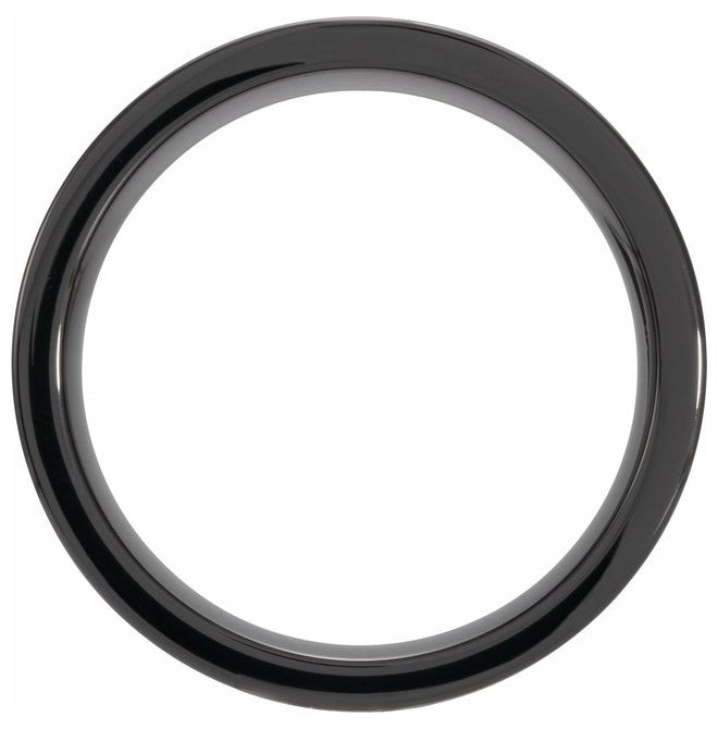 Black Ceramic Wenge Wood Inlay 8 mm Comfort-Fit Flat Band