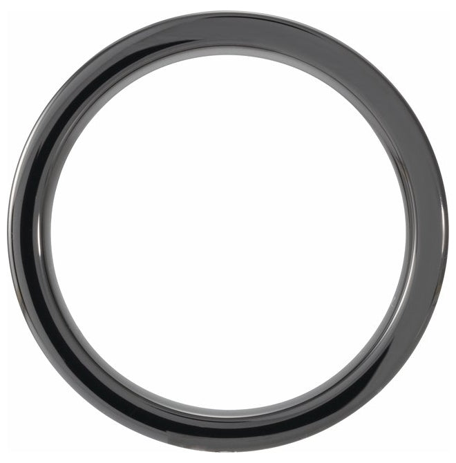 Black Ceramic KOA Wood Inlay Comfort-Fit Flat Band
