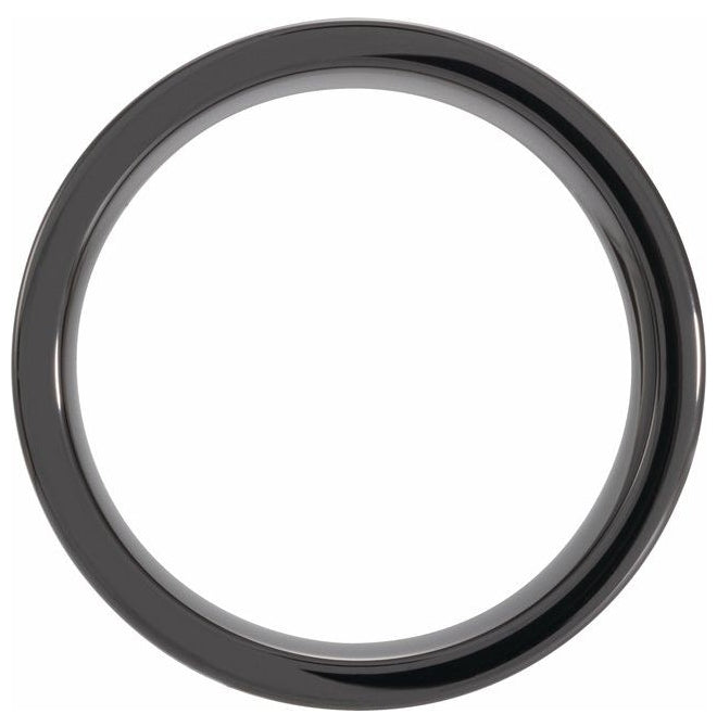 Black Ceramic Antler Wood Inlay Comfort-Fit Flat Band
