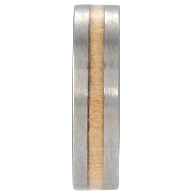 Tungsten Cypress Wood Inlay 6 mm Comfort-Fit Flat Band