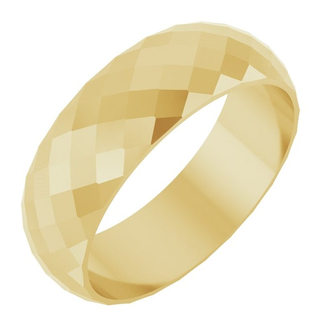 14K Yellow Or White Gold 6 mm Diamond Pattern Band
