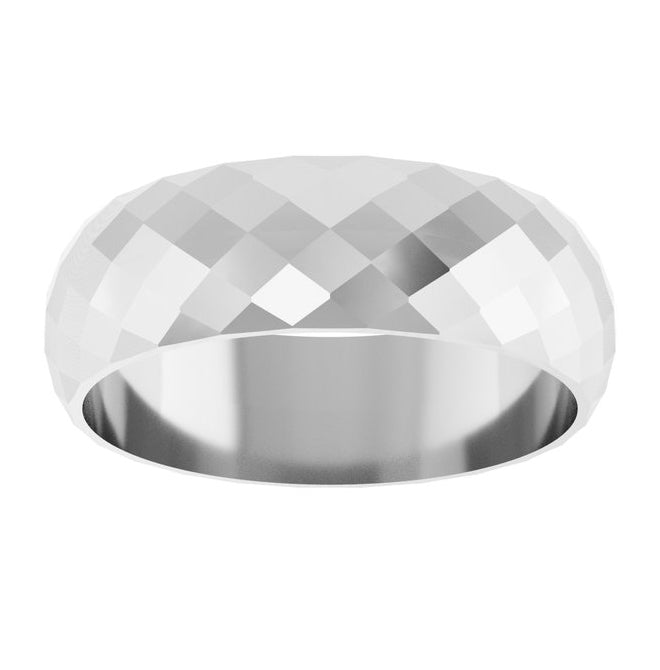 10K White Or Rose Gold 6 mm Diamond Pattern Band