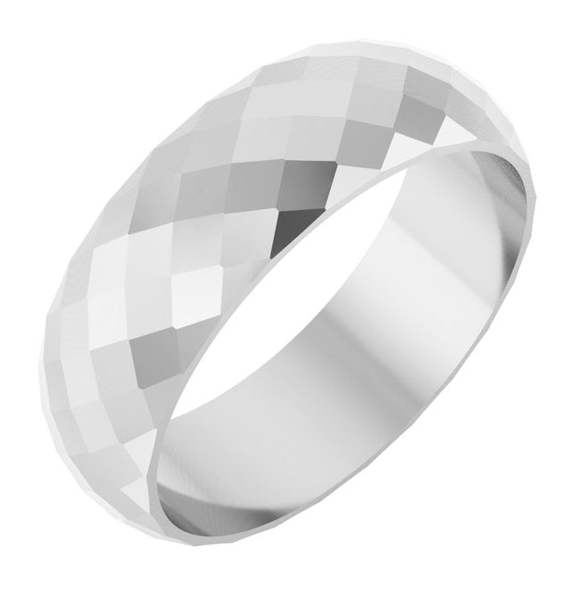 10K White Or Rose Gold 6 mm Diamond Pattern Band