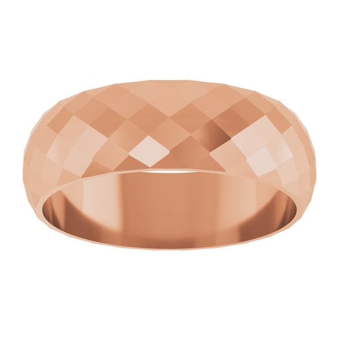 10K White Or Rose Gold 6 mm Diamond Pattern Band
