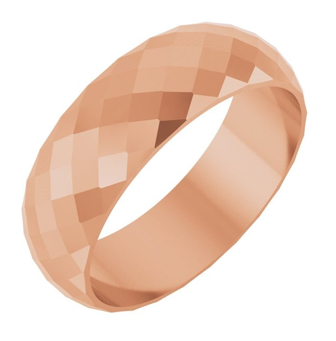 10K White Or Rose Gold 6 mm Diamond Pattern Band