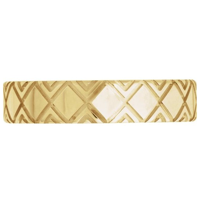 14K Yellow Gold 5 mm Faceted Pattern Band