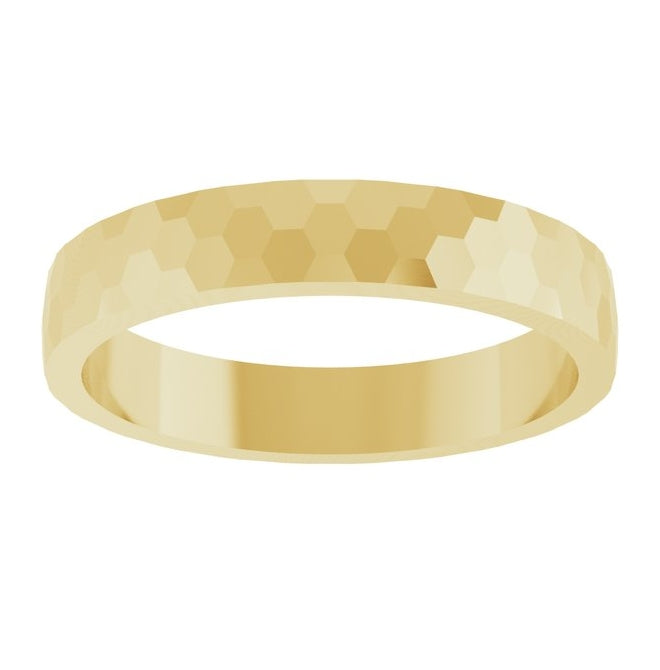 14K Yellow Gold 3.5 mm Hexagon Pattern Band