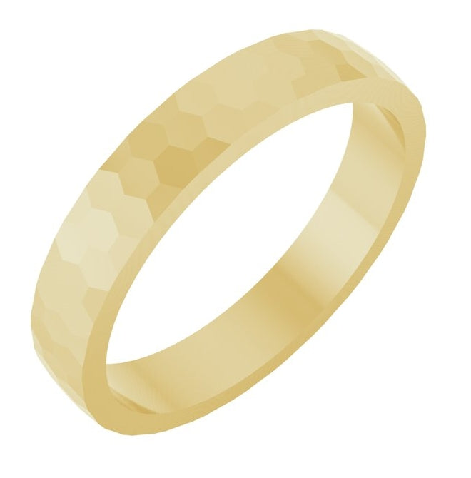 14K Yellow Gold 3.5 mm Hexagon Pattern Band