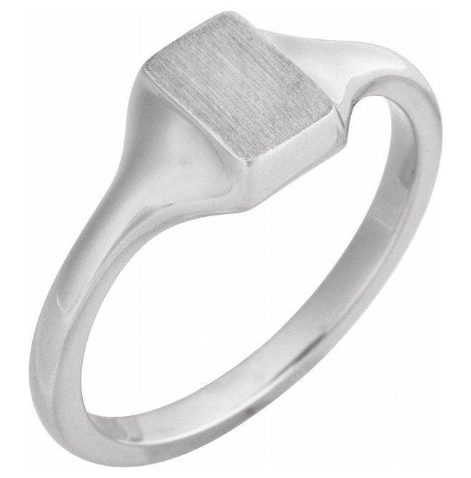 Platinum Or Sterling Silver 7 X 5 Mm Brush Polished Signet Ring