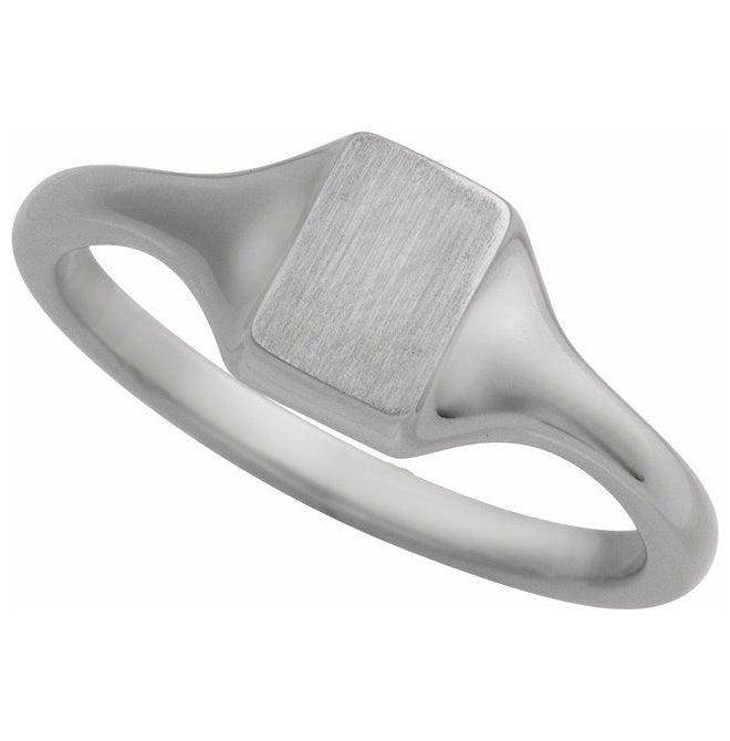 Platinum Or Sterling Silver 7 X 5 Mm Brush Polished Signet Ring
