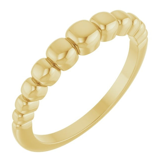 14K Yellow Gold Or Sterling Silver Geometric Domed Ring