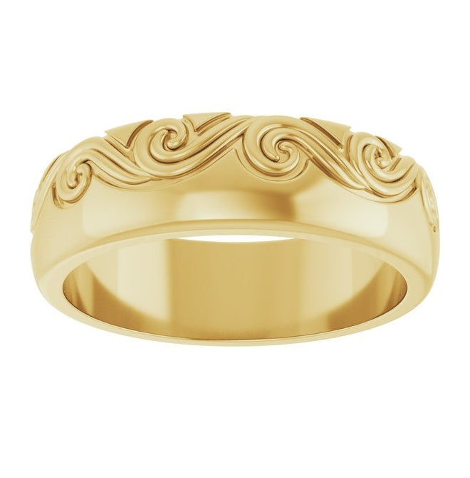 14K Yellow Or White Gold 6 mm Sculptural Comfort-Fit Band