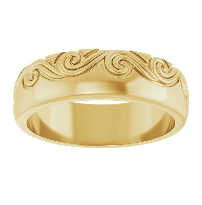 10K Yellow Gold 6 mm Sculptural Comfort-Fit Band Size 7.5