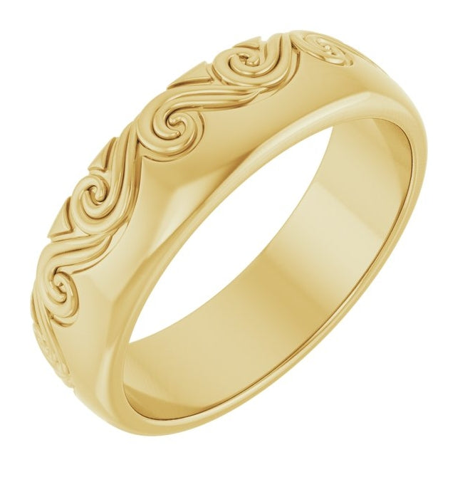 14K Yellow Or White Gold 6 mm Sculptural Comfort-Fit Band
