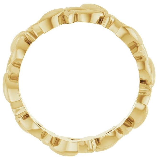 14K Yellow Gold 5.6 mm Floral Pierced Band Size 5.5