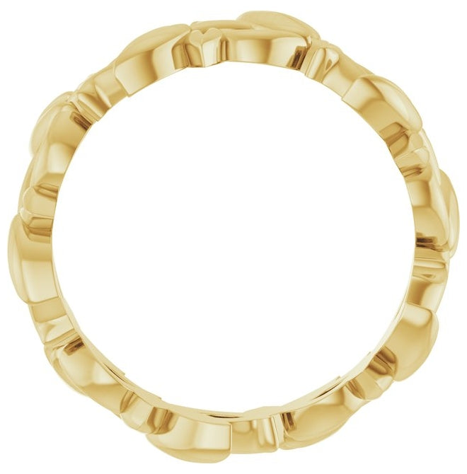14K Yellow Gold 4.5 mm Floral Pierced Band Size 7