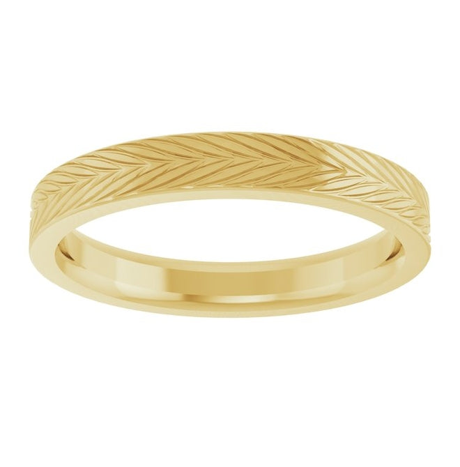 14K Yellow Or White Gold Polished Wheat Patterned Band