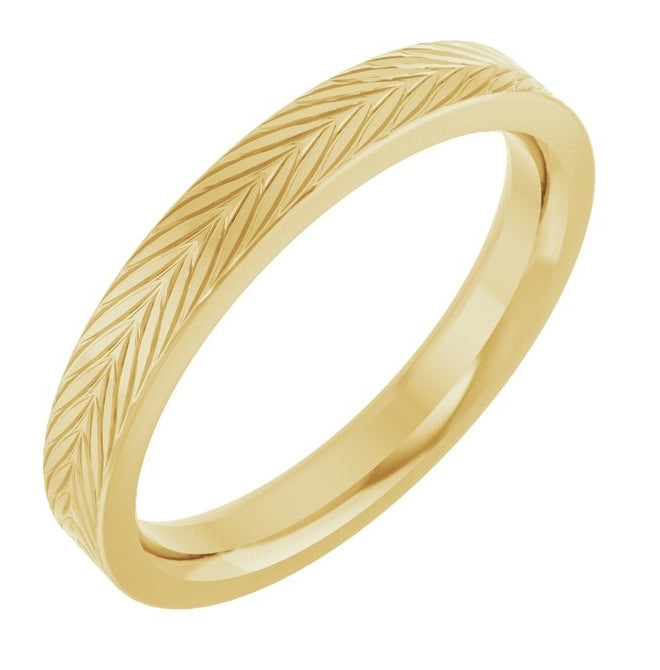 14K Yellow Or White Gold Polished Wheat Patterned Band