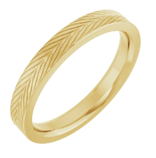 14K Yellow Or White Gold Polished Wheat Patterned Band