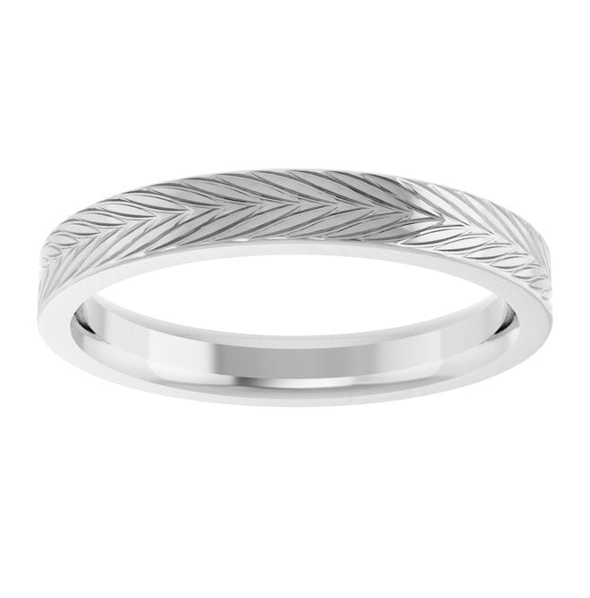 14K Yellow Or White Gold Polished Wheat Patterned Band