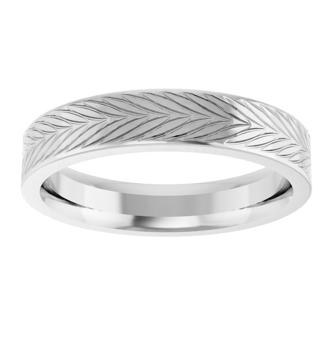 14K Yellow Or White Gold Polished Wheat Patterned Band