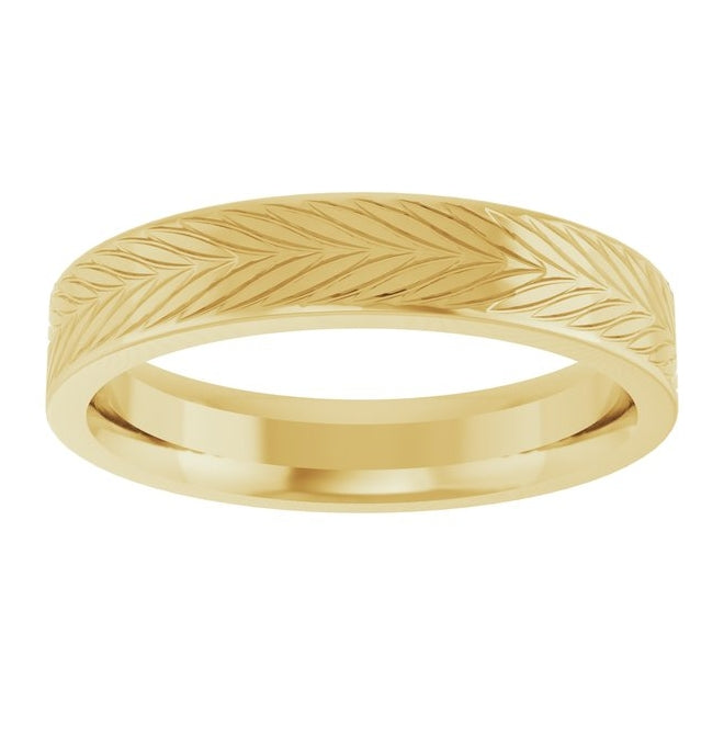 14K Yellow Or White Gold Polished Wheat Patterned Band