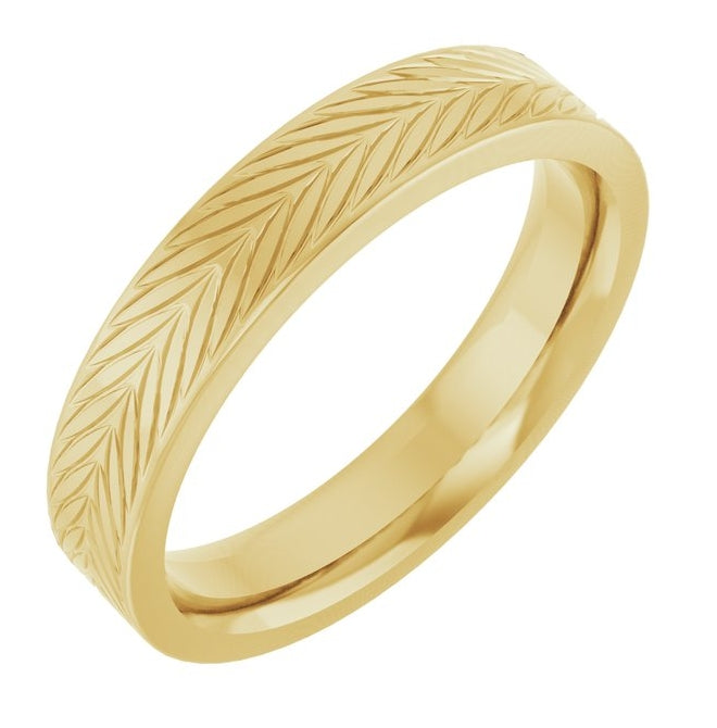 14K Yellow Or White Gold Polished Wheat Patterned Band