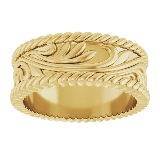 14K Yellow Gold Or Sterling Silver 7 mm Sculptural Band