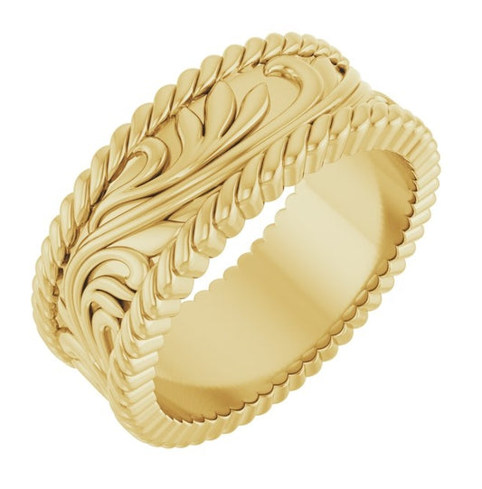14K Yellow Gold Or Sterling Silver 7 mm Sculptural Band