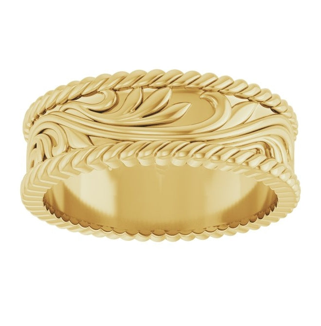 14K Yellow Gold Or Sterling Silver 7 mm Sculptural Band