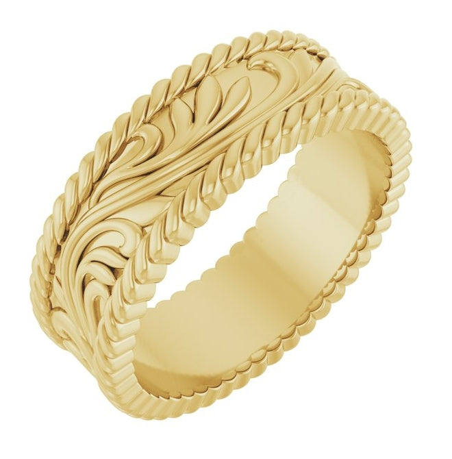 14K Yellow Gold Or Sterling Silver 7 mm Sculptural Band